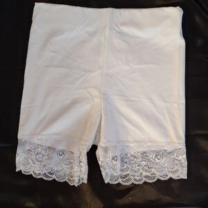 Lioness White Bike Shorts with Lace Trim
